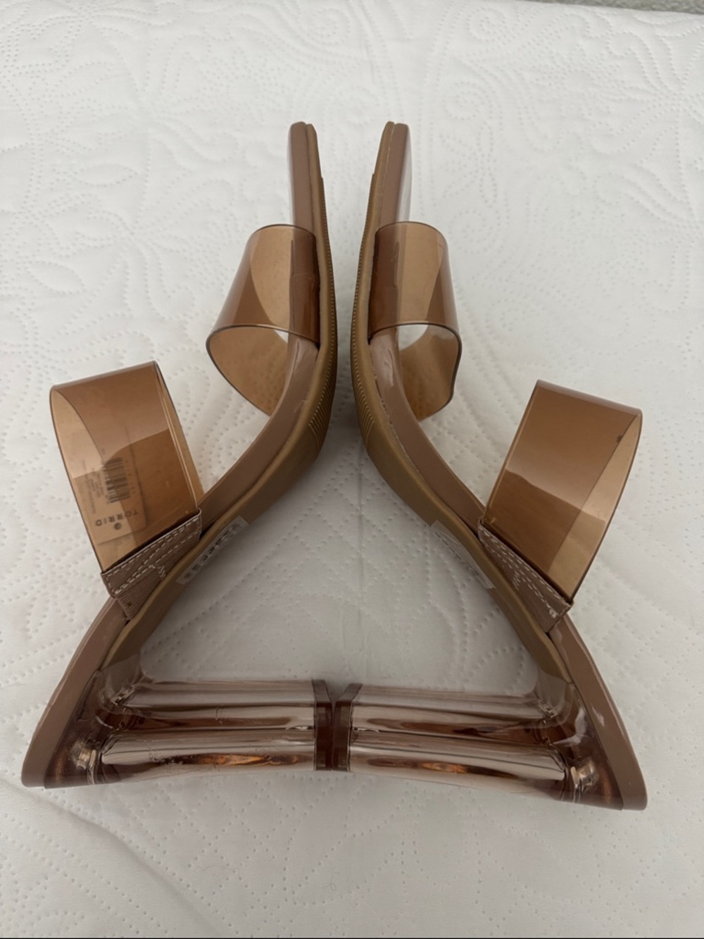 Torrid Double Strap Lucite Heel Sandal Almond Size 8WW NEW - Picture 5 of 10